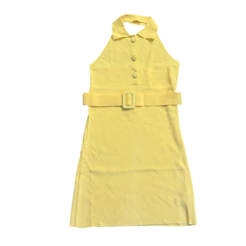 Anthropologie Siempre Belted Longline Knit Shirt - Yellow M - Picture 2 of 7